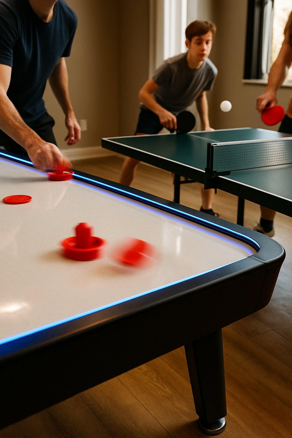 Lee más sobre el artículo Mesas recreativas: guía experta para elegir entre mesa de aire (air hockey) y mesa de ping pong (tenis de mesa)